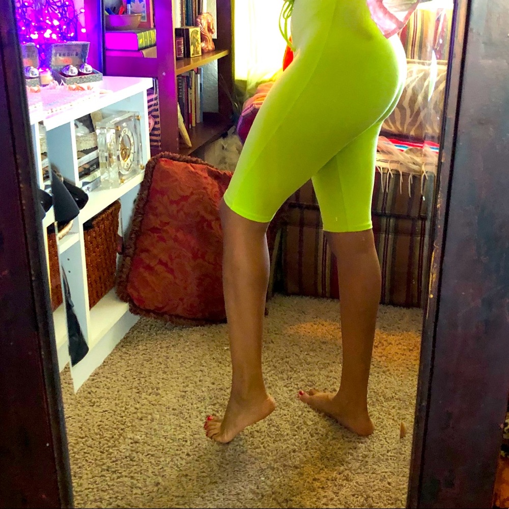 Tight neon shorts